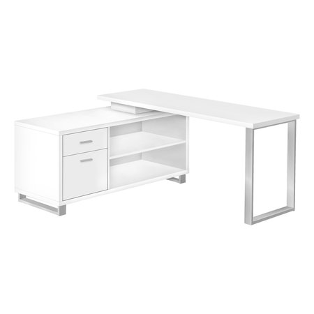 MONARCH SPECIALTIES Computer Desk, Home Office, Corner, Storage Drawers, 72"L, L Shape, Work, Laptop, Metal, White, Grey I 7716